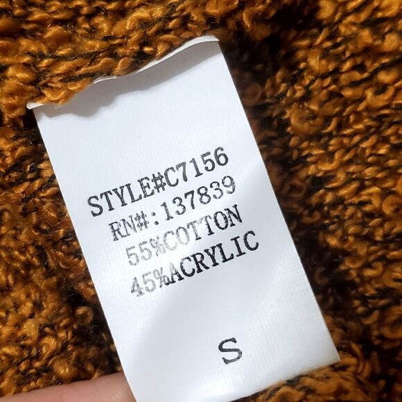 Dreamers Chunky Knit Fuzzy Sweater Size S Mustard Gold V-Neck Slouchy Womens - Picture 8 of 9